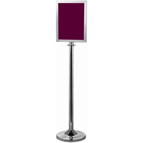 Silver Stanchion with A4 Portrait Sign 43 x 32 x 130cm