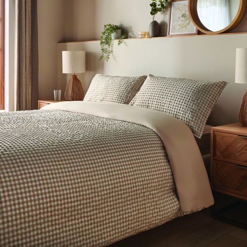 Silentnight Gingham Natural Duvet Set - Double
