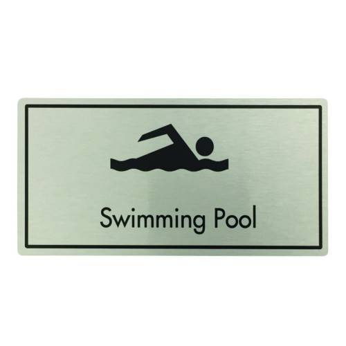 Metal Adhesive Pool Door Sign 20 x 10cm (Box of 5)