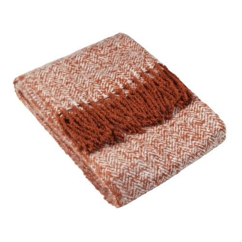 Furn Weaver Herringbone Acrylic Throw 130 x 180cm - Rust