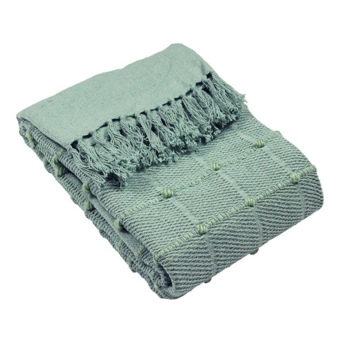 Furn Motti Woven Tufted Stripe Cotton Throw 140 x 180cm - Seafoam