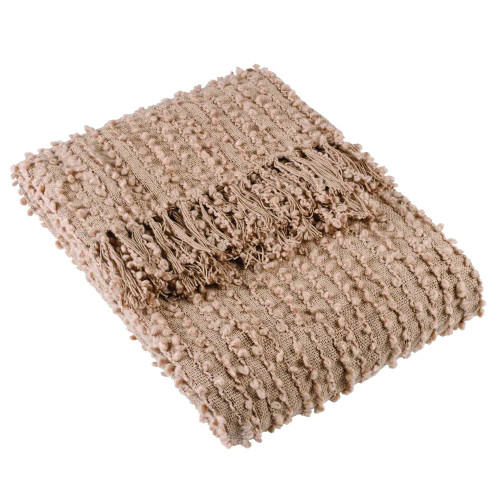 H&Atilde;EM Arvo Woven Tasselled Cotton-Poly Throw 130 x 180cm - Plaster