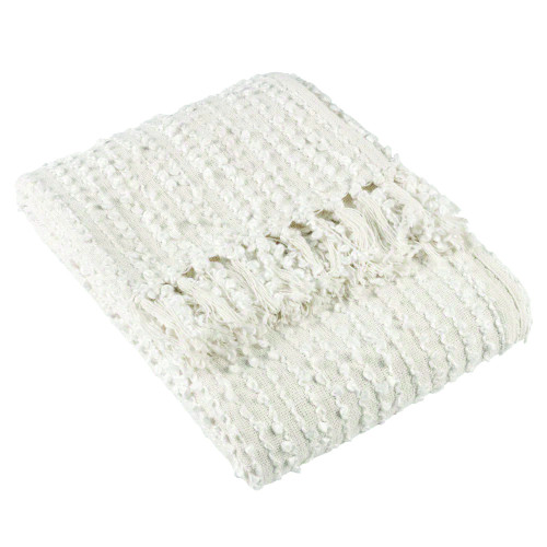 H&Atilde;EM Arvo Woven Tasselled Cotton-Poly Throw 130 x 180cm - Natural