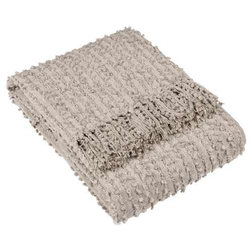 H&Atilde;EM Arvo Woven Tasselled Cotton-Poly Throw 130 x 180cm - Feather