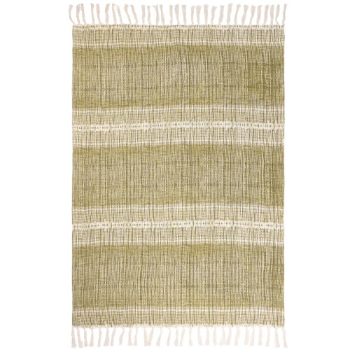 Yard Sono Ink Printed Woven Tassled Throw 130 x 180cm - Olive