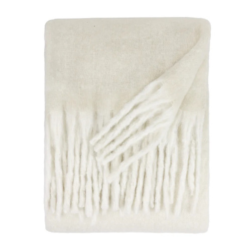 Furn Cozy Woven Tasselled Throw 140 x 180cm - Ecru