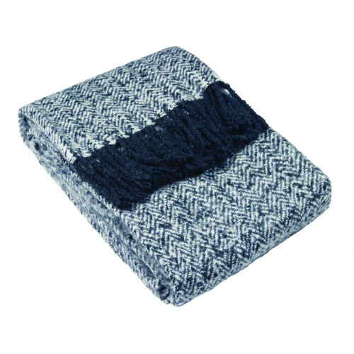 Furn Weaver Herringbone Acrylic Throw 130 x 180cm - Navy