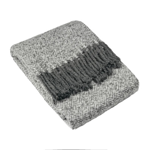 Weaver Herringbone Acrylic Throw 130 x 180cm - Grey