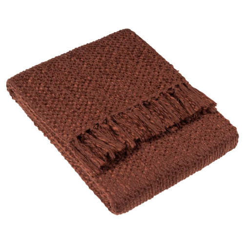 H&Atilde;EM Morni Woven Fringed Cotton-Poly Throw 130 x 180cm - Chestnut