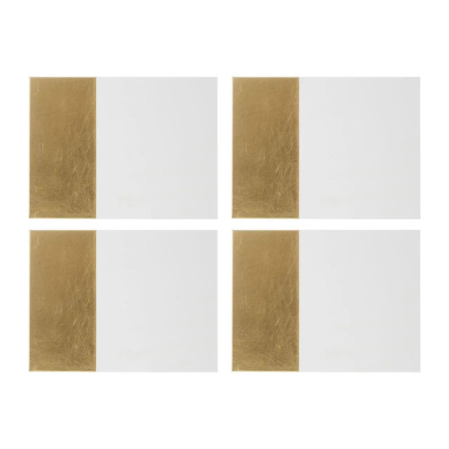 Set of 4 Geome Dipped White and Gold Placemats
