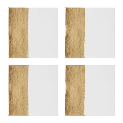 Set of 4 Geome Dipped White and Gold Coasters