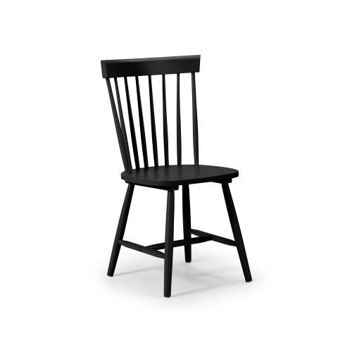 Set of 2 Torino Black Finish Dining Chairs (D49 x W52 x H90)
