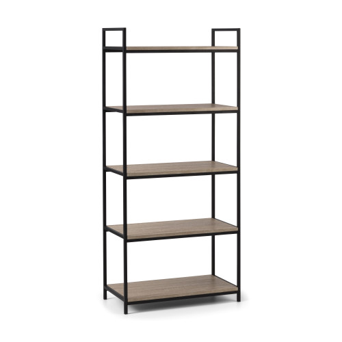 Tribeca Sonoma Oak and Black Steel Tall Bookcase (D32 x W63 x H140cm)