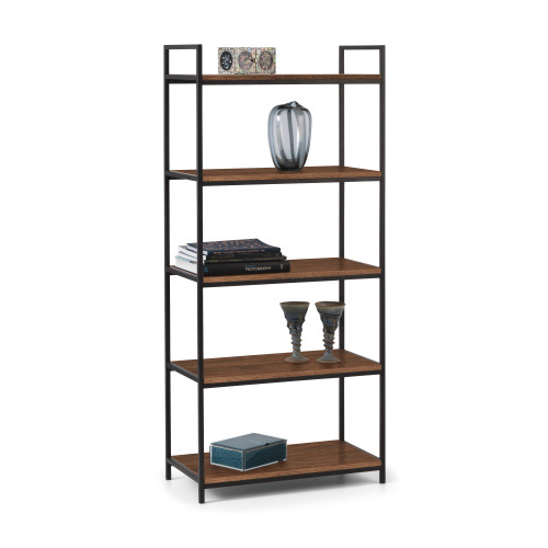 Tribeca Walnut and Black Steel Tall Bookcase (D32 x W63 x H140cm)