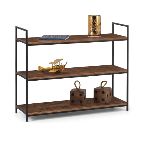 Tribeca Walnut and Black Steel Low Bookcase (D32 x W100 x H80)