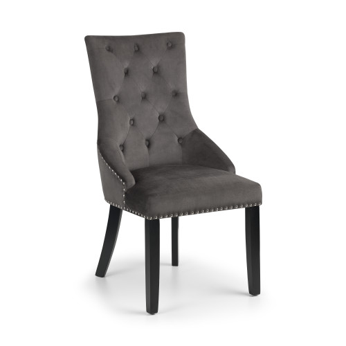 Veneto Grey Velvet Knocker Back Chair (D68 x W55 x H105)