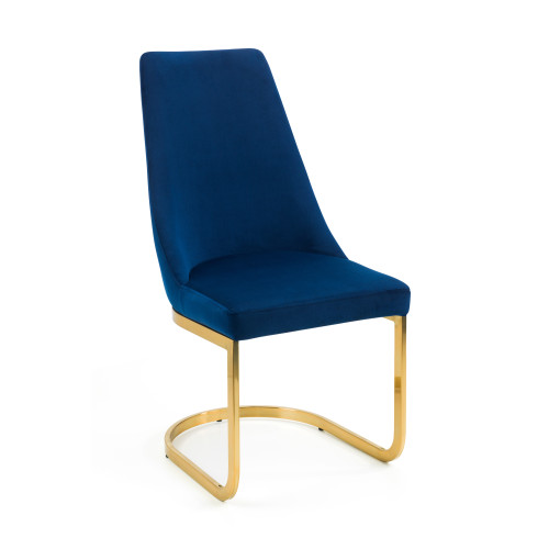 Set of 2 Vittoria Blue Velvet Dining Chairs (D62 x W48 x H97)