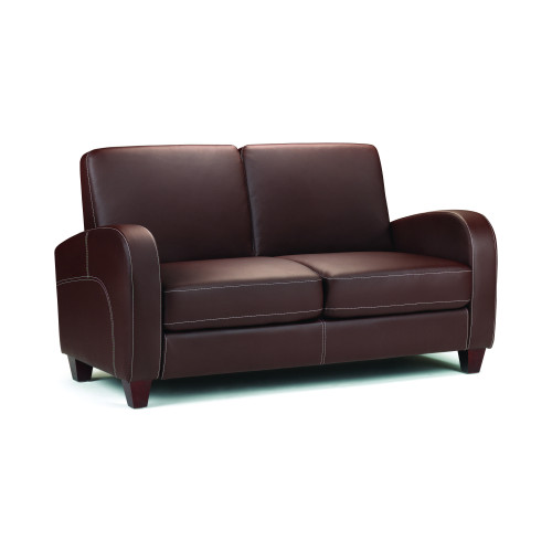 Vivo Chestnut Faux Leather 2 Seater Sofa (D80 x W147 x H83cm)