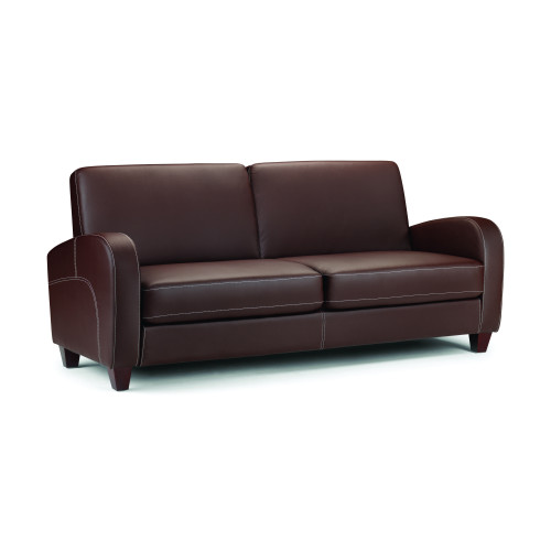 Vivo Chestnut Faux Leather 3 Seater Sofa (D80 x W183 x H83cm)
