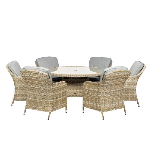 Wentworth Natural Rattan 6 Seater Round Imperial Dining Set