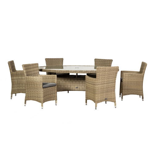 Wentworth Natural Rattan 6 Seater Ellipse Carver Dining Set