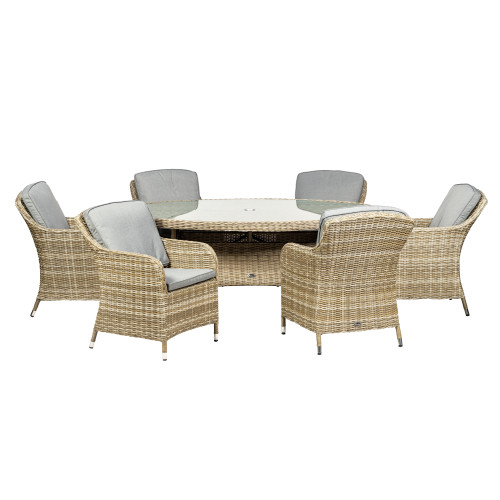 Wentworth Natural Rattan 6 Seater Ellipse Imperial Dining Set
