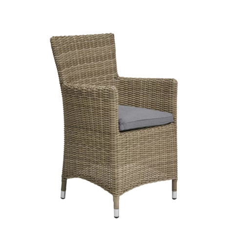Wentworth Natural Rattan Carver Chair including Seat Cushion with Weather Shield Fabric