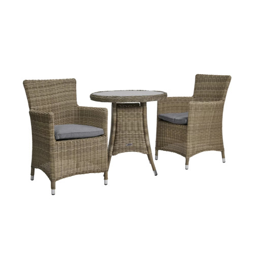 Wentworth Natural Rattan 2 Seater Round Carver Bistro Set