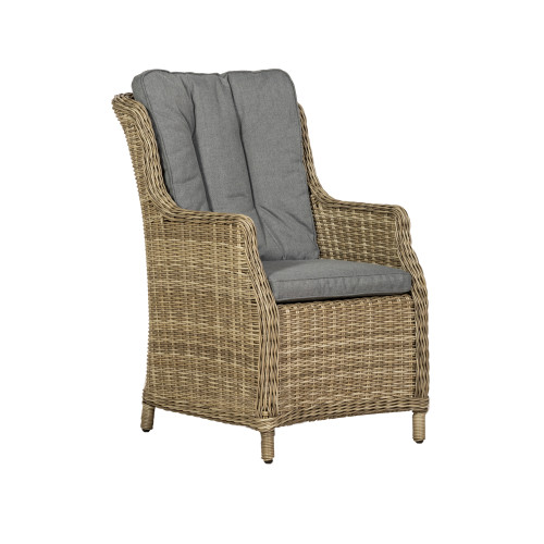 Wentworth Natural Rattan Highback Comfort Chair including Seat and Back Cushion with Weather Shield Fabric