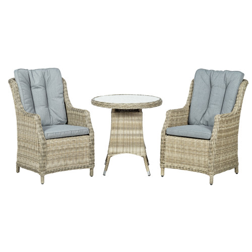 Wentworth Natural Rattan 2 Seater Highback Comfort Round Bistro Set