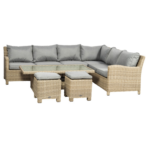 Wentworth Natural Rattan 8 Seater Deluxe Modular Corner Dining / Lounging Set