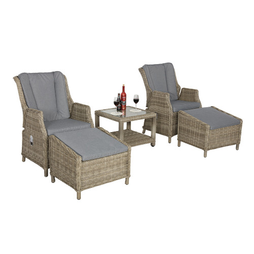 Wentworth Natural Rattan 2 Seater Highback Recliner Comfort Set