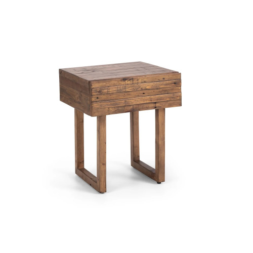 Woburn Reclaimed Wood Lamp Table with 1 Drawer (D42 x W43 x H50cm)