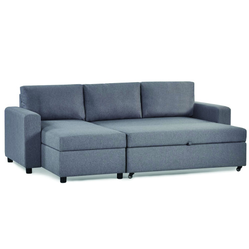 Angel Grey Linen Corner Sofa and Sofa Bed (D144 x W224 x H84cm)