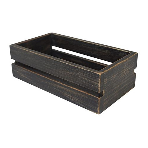 Washed Wood Condiments Crate - Black