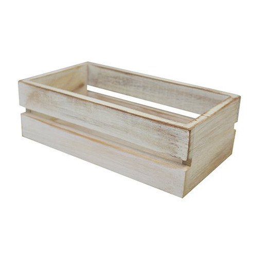 Washed Wood Condiments Crate - White