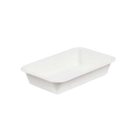 White Bagasse Sugarcane Tray - Shallow (Box of 500)