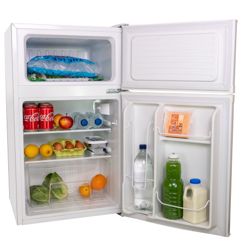 SIA Freestanding White Under Counter Twin Door Fridge Freezer (84.5 x 47.9 x 49.5cm)