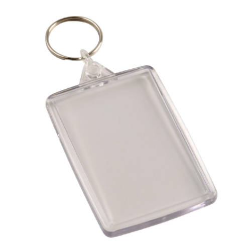 Rectangular Clear Acrylic Photo Key Ring 6 x 7cm (Box of 50)