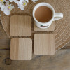 Set of 4 Oak Veneer Wooden Coasters