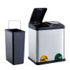 Stainless Steel 2 Compartment Recycling Pedal Bin 30 Litre (H48 x W41 x D29.5cm)