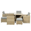 Wentworth Natural Rattan 4/8 Seater Cube Set with 4 Chairs/4 Foot Stools