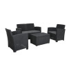 Faro Black Rattan Effect 4 Seater Coffee Set