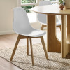 Set of 2 Agatha White Plastic Dining Chair with Wooden Legs (H82 x W45 x D50cm)