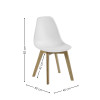 Set of 2 Agatha White Plastic Dining Chair with Wooden Legs (H82 x W45 x D50cm)