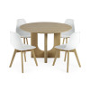 Set of 2 Agatha White Plastic Dining Chair with Wooden Legs (H82 x W45 x D50cm)