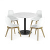 Set of 2 Agatha White Plastic Dining Chair with Wooden Legs (H82 x W45 x D50cm)
