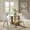 Set of 2 Agatha White Plastic Dining Chair with Wooden Legs (H82 x W45 x D50cm)