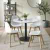 Set of 2 Agatha White Plastic Dining Chair with Wooden Legs (H82 x W45 x D50cm)