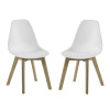 Set of 2 Agatha White Plastic Dining Chair with Wooden Legs (H82 x W45 x D50cm)